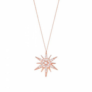 Rose gold plated silver necklace with white stone Sirius star necklace.
