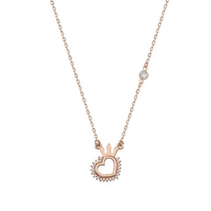 Rose gold plated 925 sterling silver with crown heart pendant.