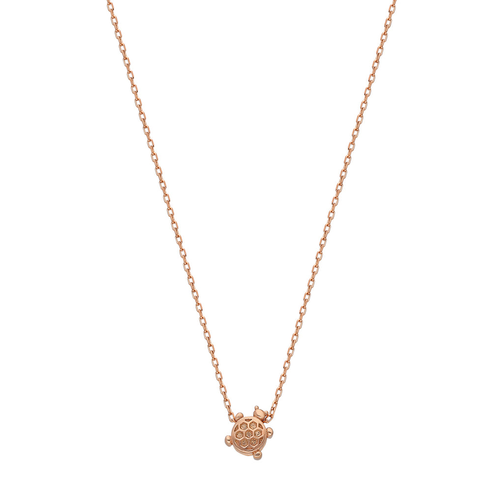 Rose gold plated silver necklace with tortoise pendant.