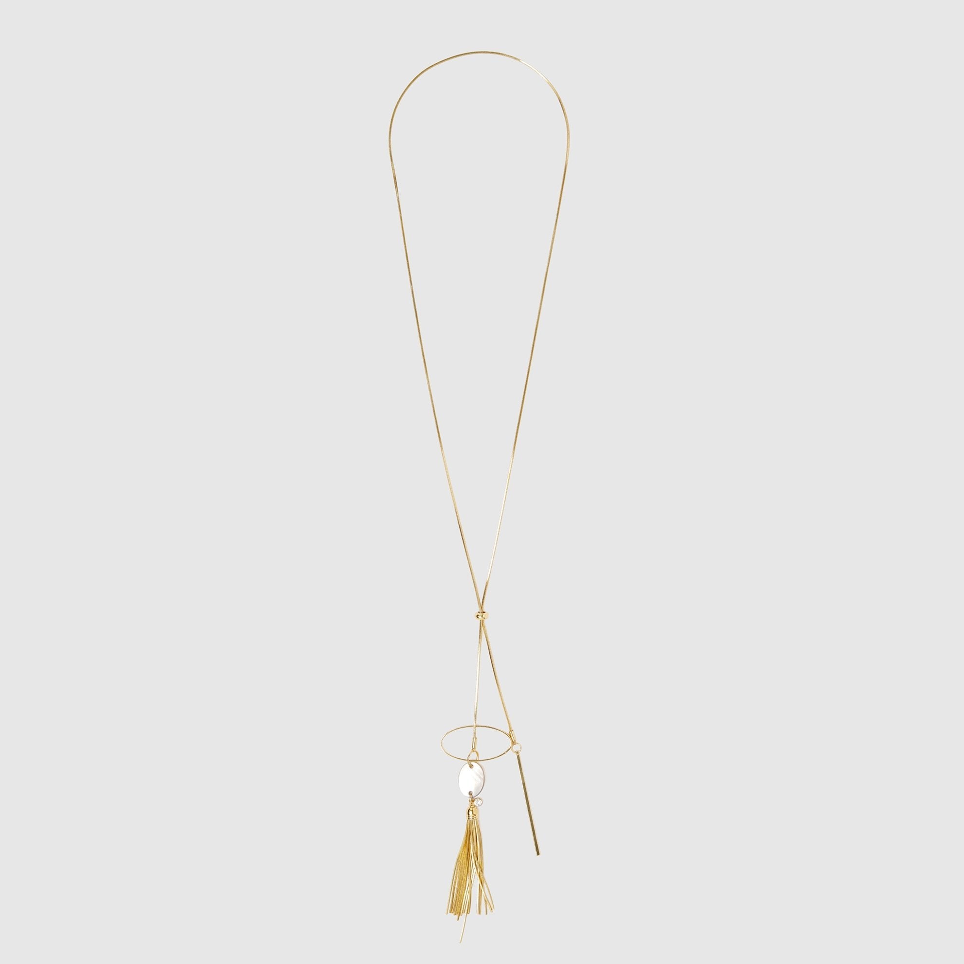 Long Chain, Golden Necklace with Tassel