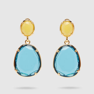 Blue and Yellow Glass Earrings