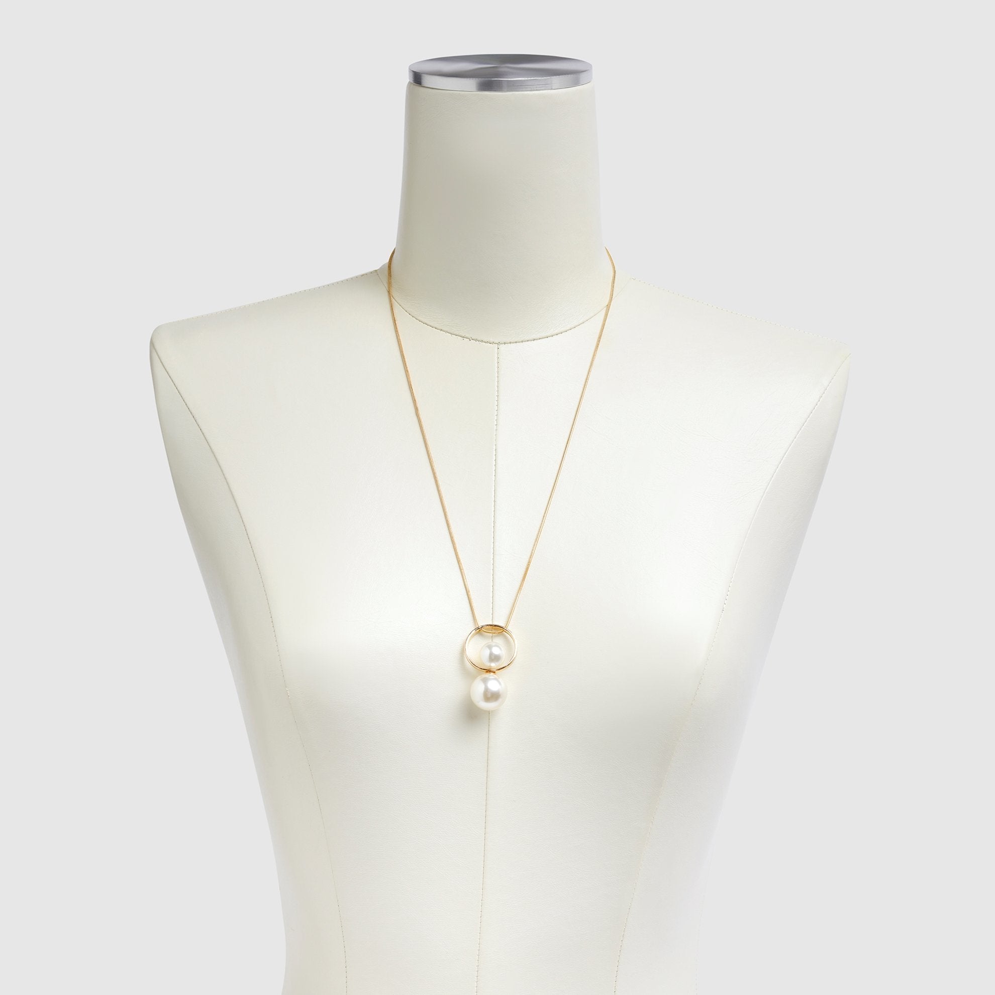 Double Pearl Necklace on Dress Form