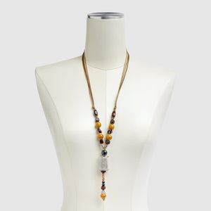 Wood Beaded Necklace on Dress Form