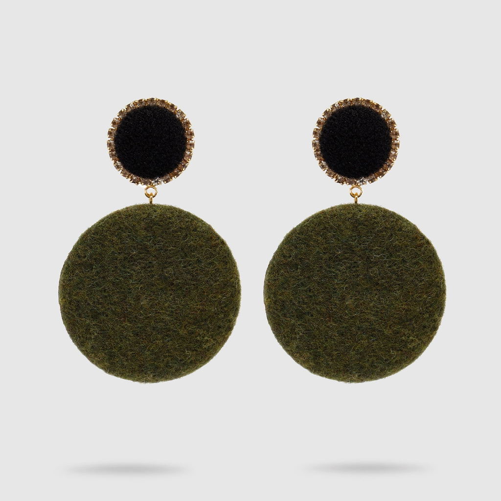 Green Felt Pendant Earrings