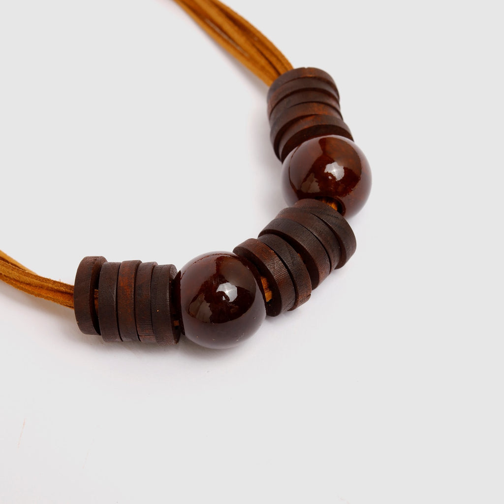 Brown Wood Circles Necklace