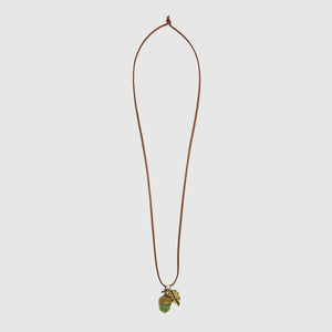 Long Suede Chain Acorn Necklace