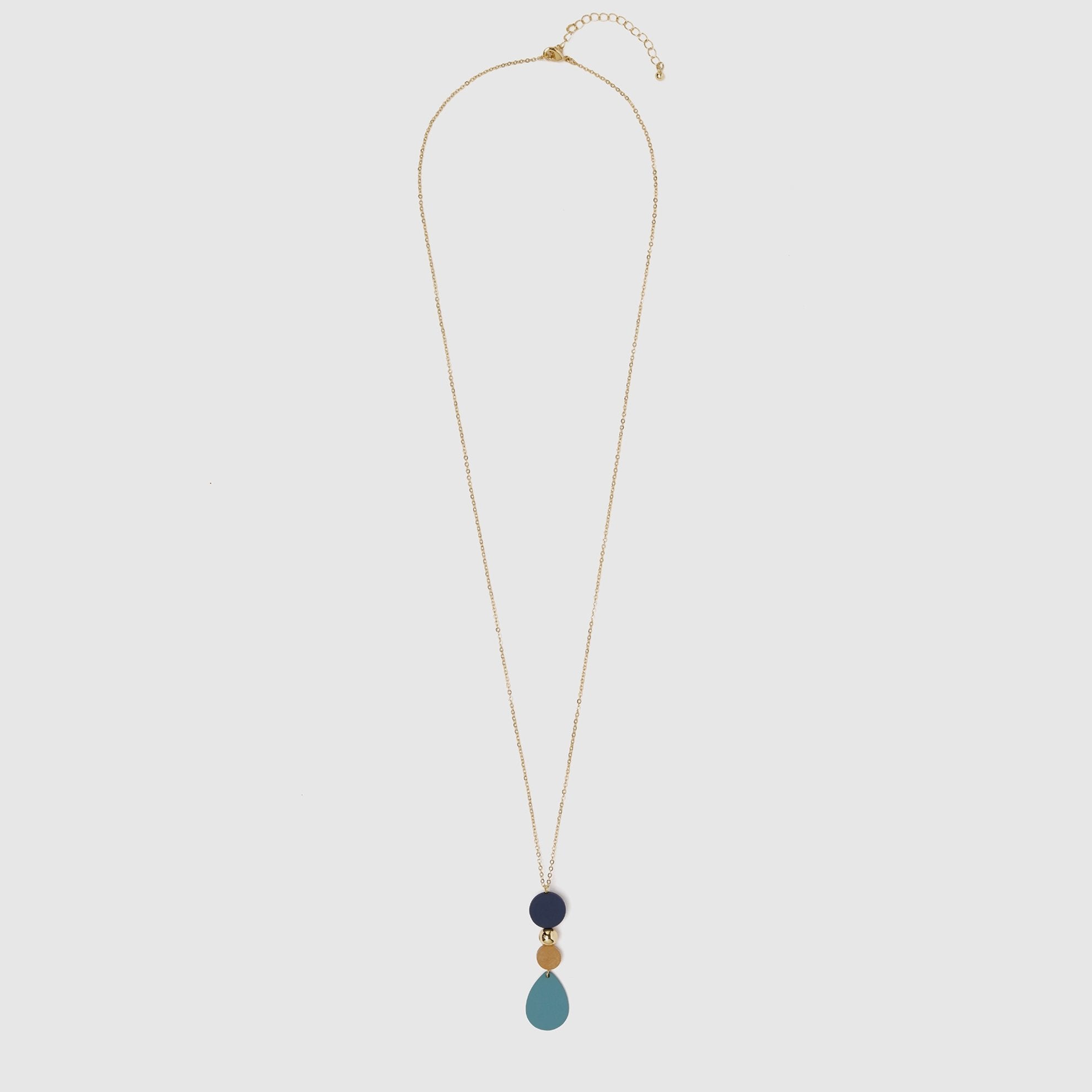 Long Chain Blue Drop Necklace