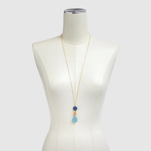 Blue Long Chain Necklace On Dress Form