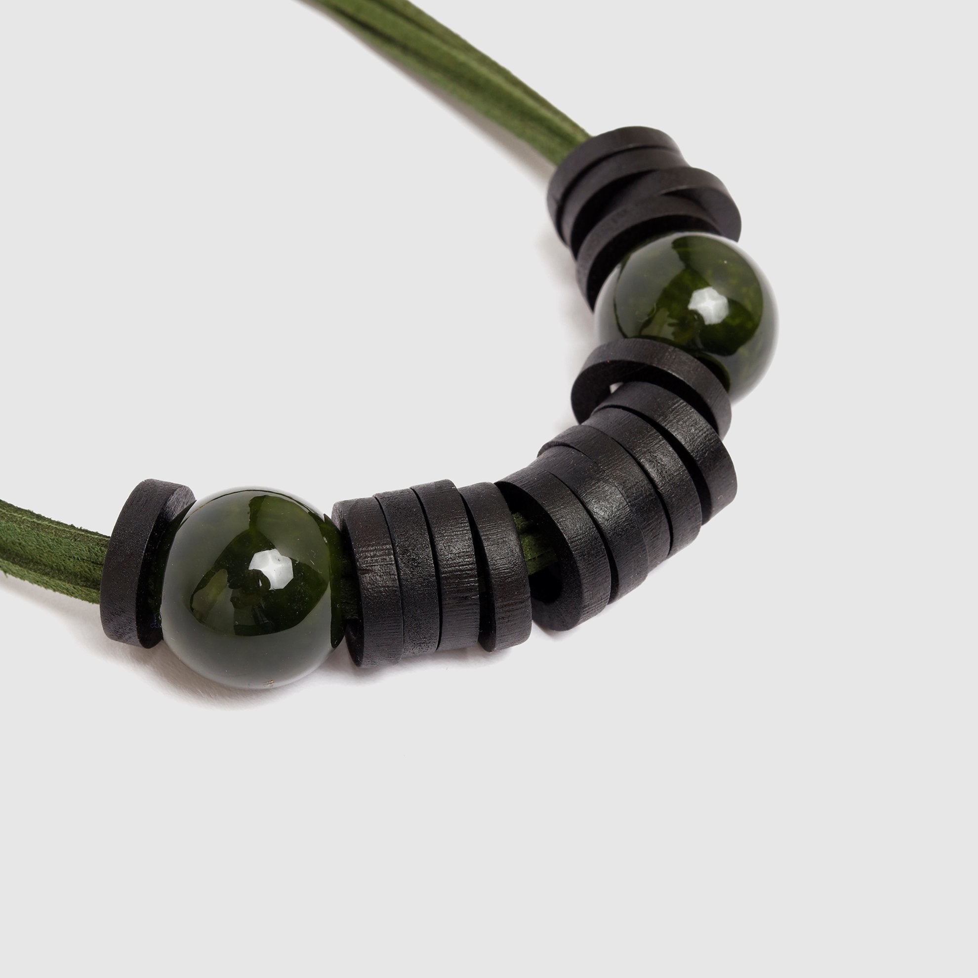 Green Wood Circles Necklace