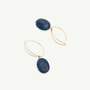 Navy blue natural stone earrings from a different view.