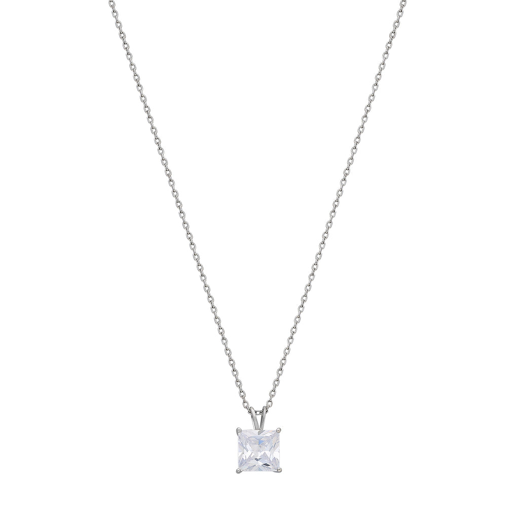 925 Sterling silver solitaire necklace.