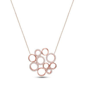 Rose gold plated necklace with  small circles pendant.