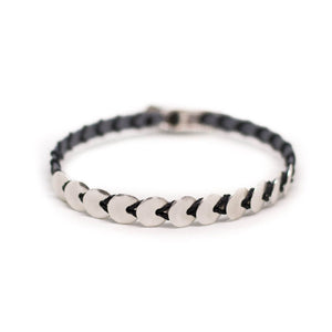 Custom design hand made 925 sterling silver bracelet with herringbone pattern beads.