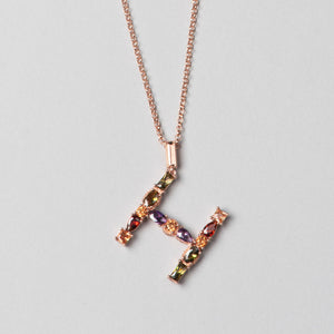 ‘H’ letter pendant necklace. 925 sterling silver, 18K rose gold plated.