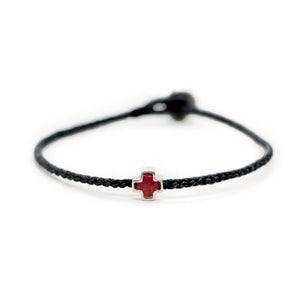 Faith bracelet black-red string colour