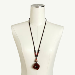 Brown Stone Necklace on Dress Form