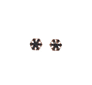 Black zirconia snowflake stud earrings.