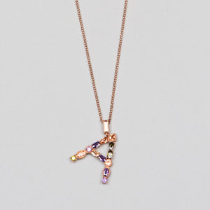 ‘A’ letter pendant necklace. 925 sterling silver, 18K rose gold plated.